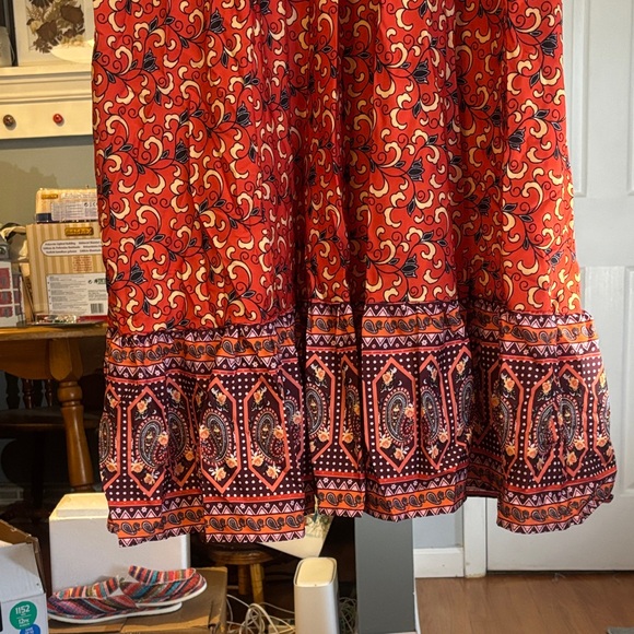 NWOT-SHEIN Red and Purple Paisley Maxi Dress - Picture 7 of 9